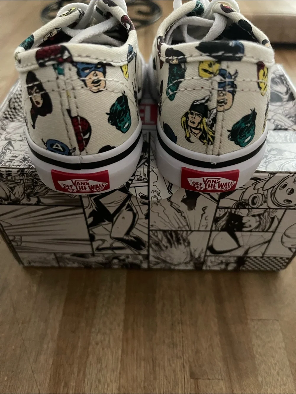 Marvel White Toddler Sneakers with Multicolor Superhero Faces